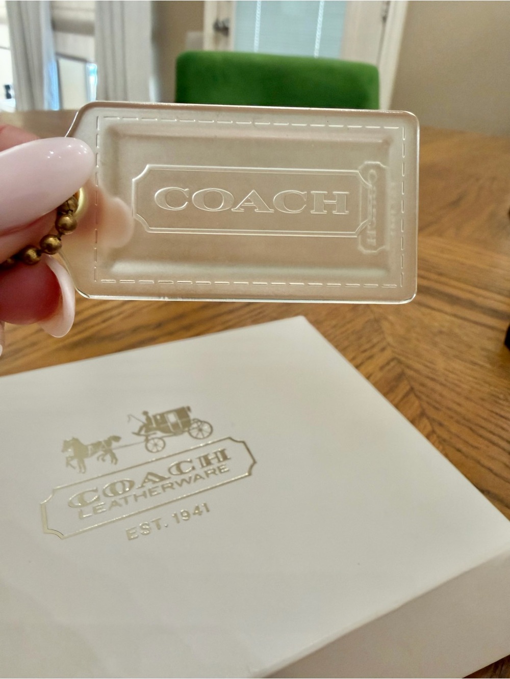 Coach Poppy Acrylic Fogged Clear Hang Tag Charm